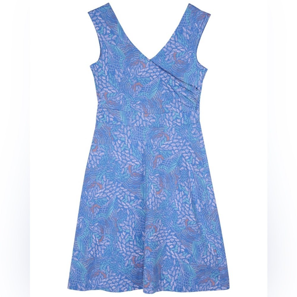 Patagonia Porch Song Blue Sleeveless V-Neck Organic Cotton Dress Size Medium